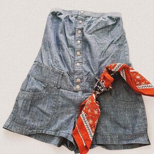 Express Y2K Strapless Denim Romper | Western Cowgirl Festival Outfit | Small